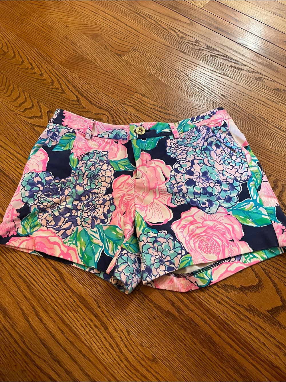 Lilly Pulitzer Knit Shorts High Tide Navy Hey Hey Bouquet